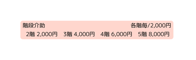 階段介助 各階毎 2 000円 2階 2 000円 3階 4 000円 4階 6 000円 5階 8 000円