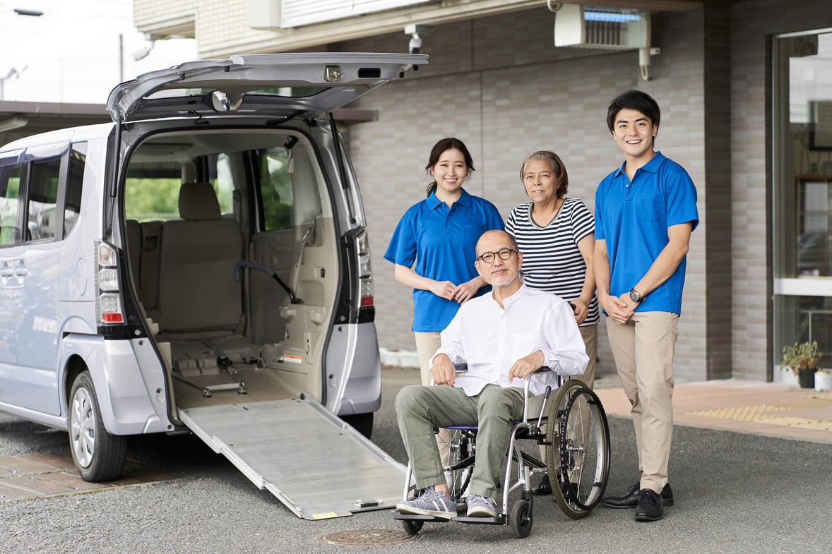 Wheelchair-riding elderly and caregivers